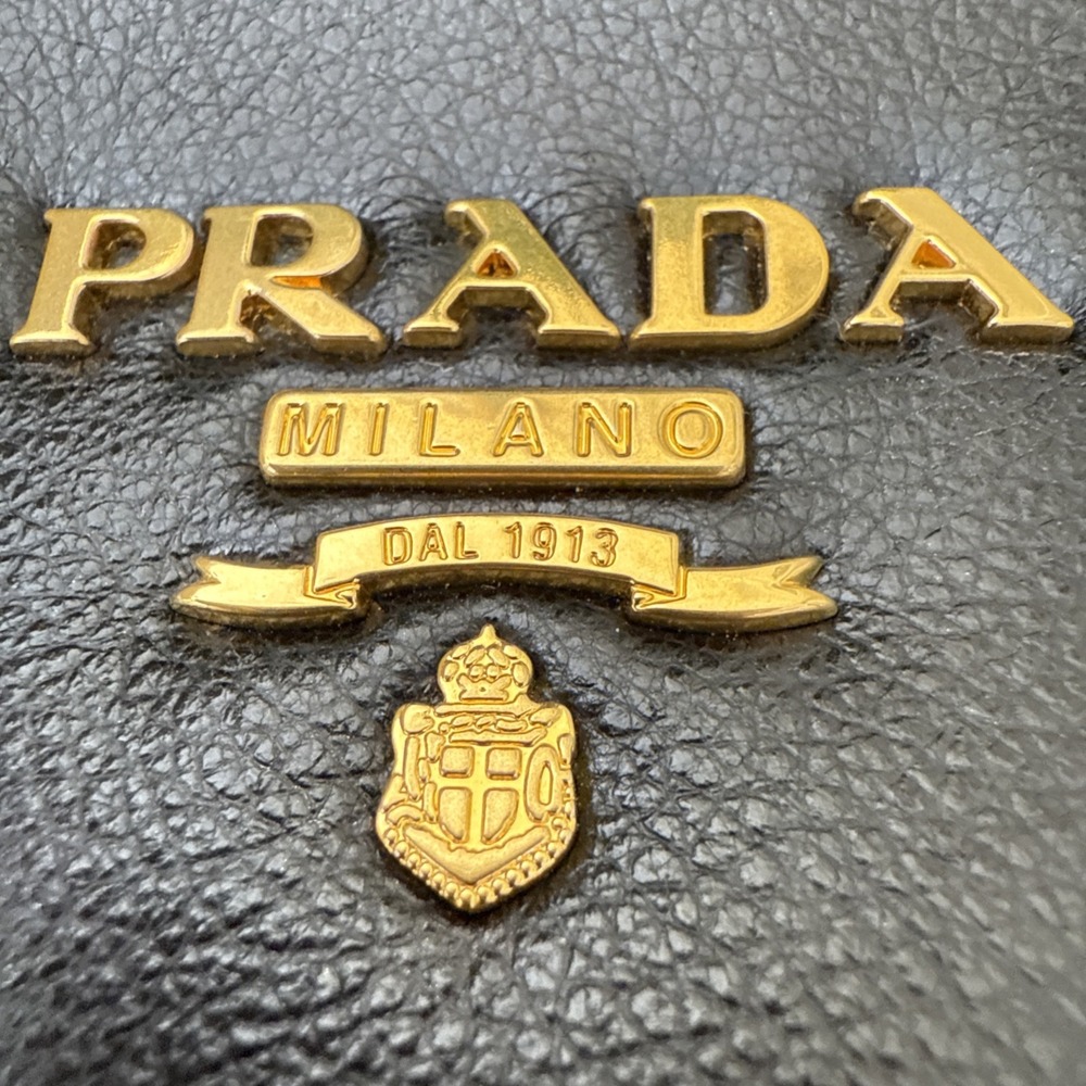 NWT PRADA Black Glace Calf Leather Shopping Tote Bag Purse ALL INCLUSIVE COA BAG - Picture 12 of 16
